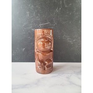 Vintage Brown Ceramic Tiki Mug